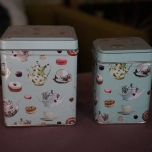 Deux boites de taille différentes au motif thé