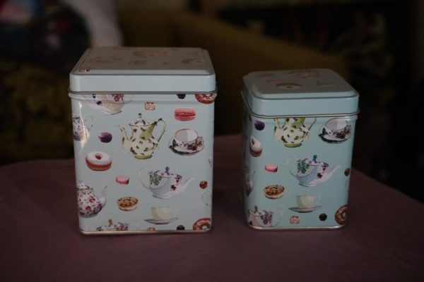Deux boites de taille différentes au motif thé
